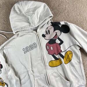 Disney Mickey Mouse 1928 Full Zip Hoodie Cartoon Graphic Sweatshirt Ladies Large